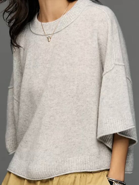 Anthropologie Sweaters - NWT Anthropologie The Goldie Crewneck 100% Cashmere Gray Sweater Women's XXS
